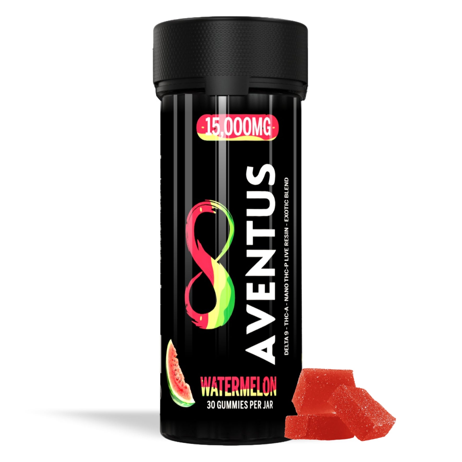 Aventus8 Exotic Blend Gummies – Watermelon (15000mg, 30ct Jar)