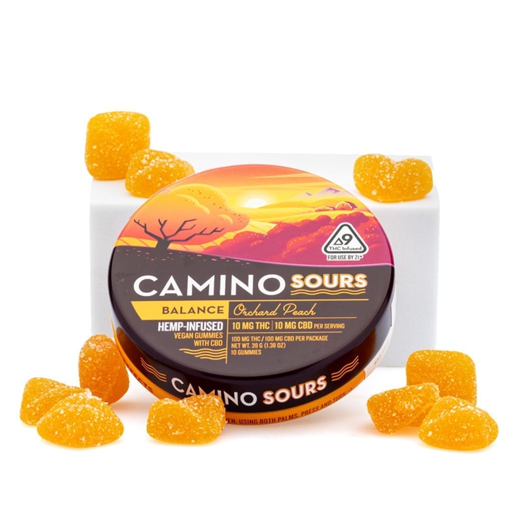 Camino Sours Delta 9 THC and CBD Balance Gummies - Orchard Peach