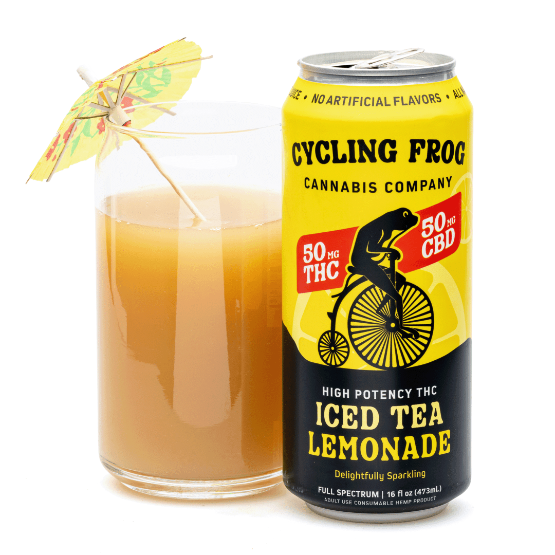 Cycling Frog High Potency THC + CBD Seltzer 4 Pack - Iced Tea Lemonade (200 mg Delta 9 THC + 200 mg CBD Total)