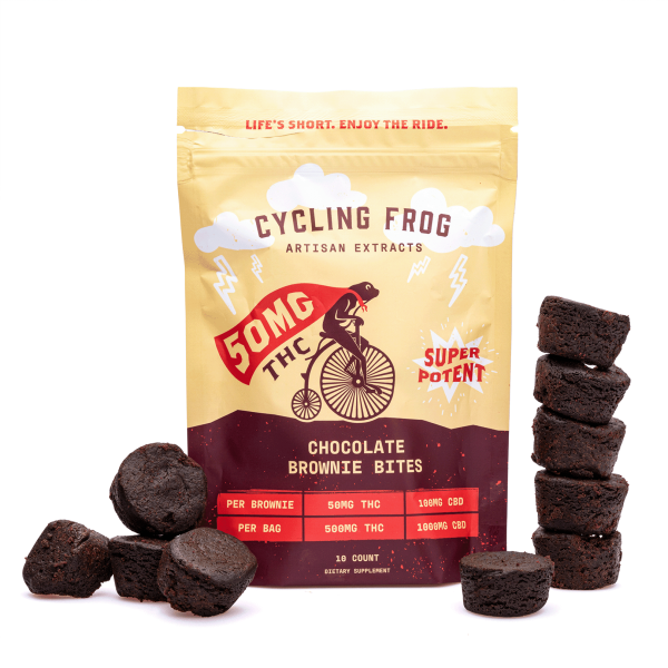 Cycling Frog THC + CBD Chocolate Brownie Bites - 10 ct (500 mg Delta 9 THC + 1000 mg CBD Total)