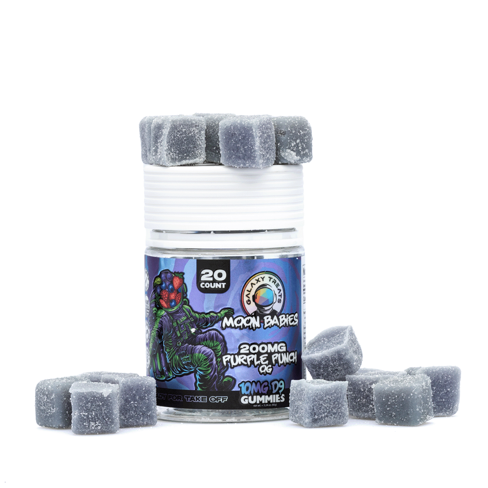 Galaxy Treats Moon Babies Delta 9 THC Gummies - Purple Punch (200 mg Total Delta 9 THC + 200 mg Total CBD)