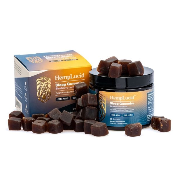 Hemplucid Sleep Mushroom Gummies - Blueberry Lemon (900 mg Total CBD + 450 mg Total CBN)