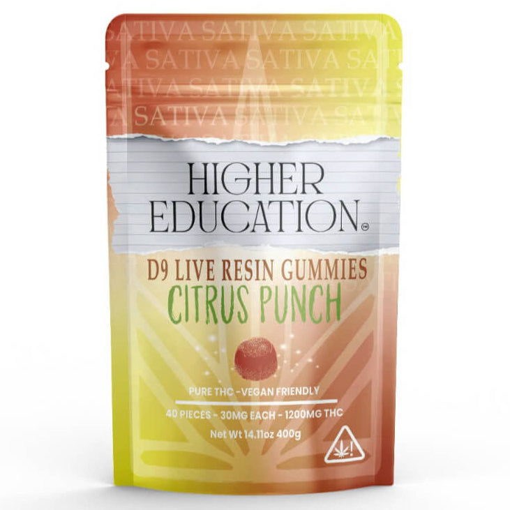 Higher Education D9 Live Resin Gummies | 1200MG Citrus Punch – Sativa