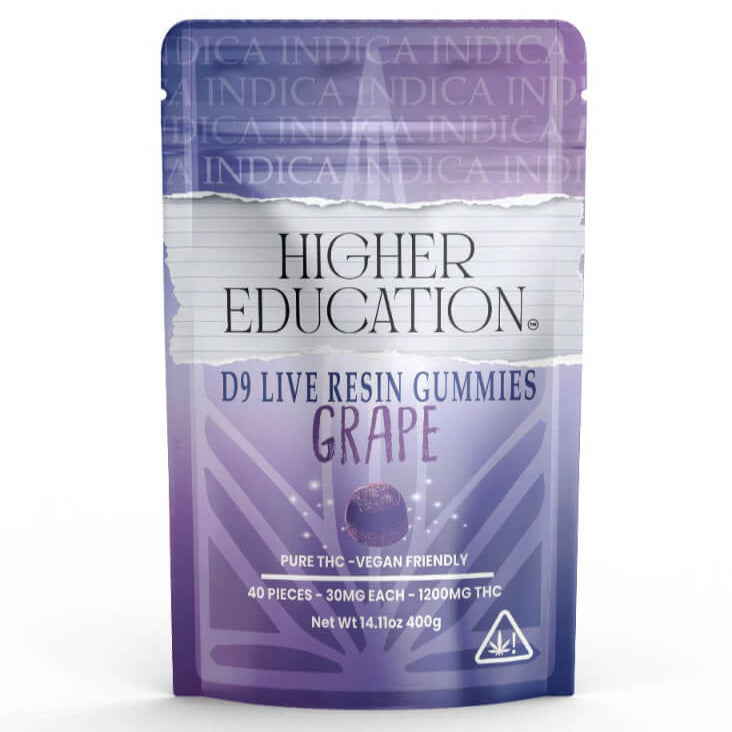 Higher Education D9 Live Resin Gummies | 1200MG Grape – Indica