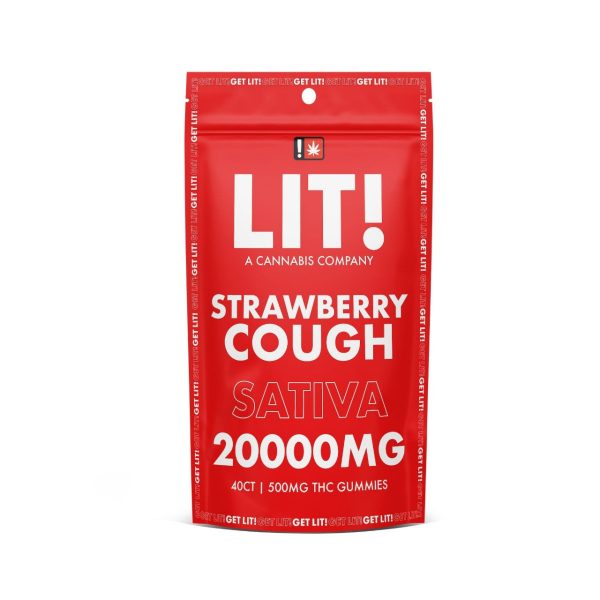 LIT THC Gummies 20000MG 40 Count - Strawberry Cough Sativa