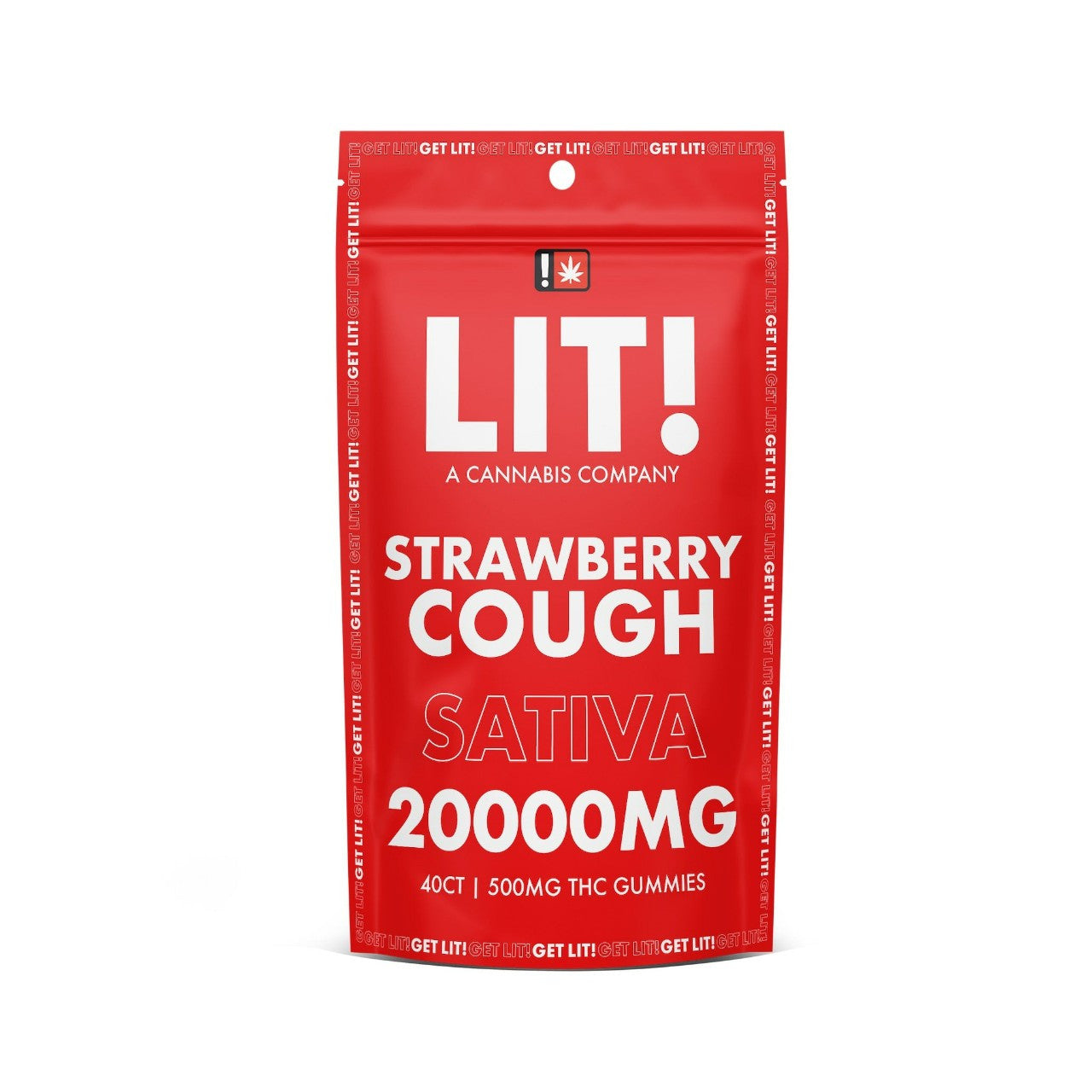 LIT THC Gummies 20000MG 40 Count - Strawberry Cough Sativa