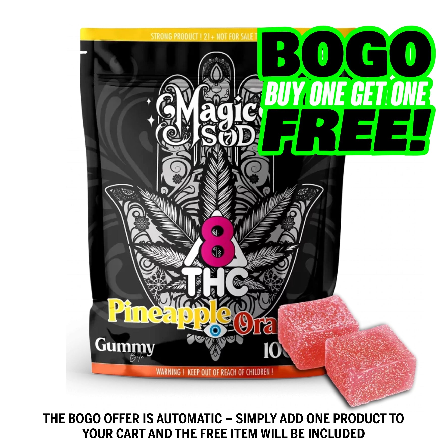 MAGICSOD Pineapple Orange Gummies Delta 8 THC 1000mg