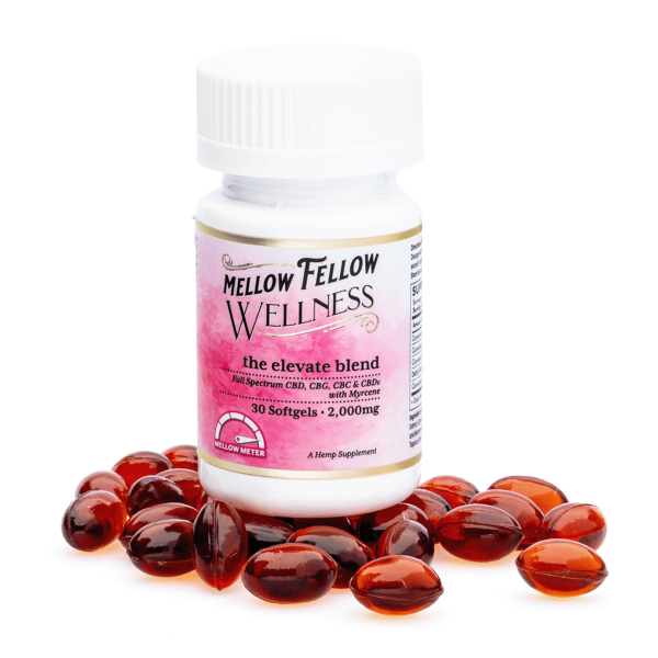 Mellow Fellow Wellness Softgel Capsules - Happy Blend (2000 mg Total Cannabinoids)