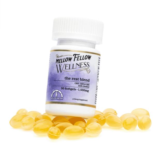 Mellow Fellow Wellness Softgel Capsules - Rest Blend (1500 mg Total Cannabinoids)