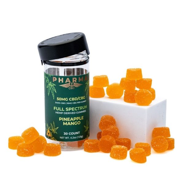 PharmaCBD Full Spectrum CBD and CBG Gummies - Pineapple Mango