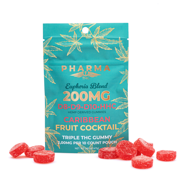 PharmaTHC Euphoria Blend Gummies - Caribbean Fruit Cocktail (2000 mg Total Cannabinoids)