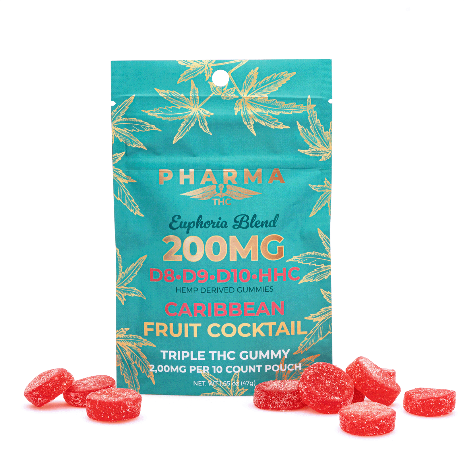PharmaTHC Euphoria Blend Gummies - Caribbean Fruit Cocktail (2000 mg Total Cannabinoids)