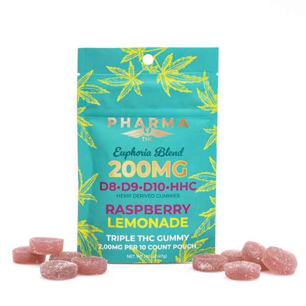 PharmaTHC Euphoria Blend Gummies - Raspberry Lemonade (2000 mg Total Cannabinoids)