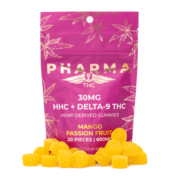 PharmaTHC HHC / Delta 9 THC Gummies – Mango Passion Fruit (400 mg Total HHC + 200 mg Total Delta 9 THC)