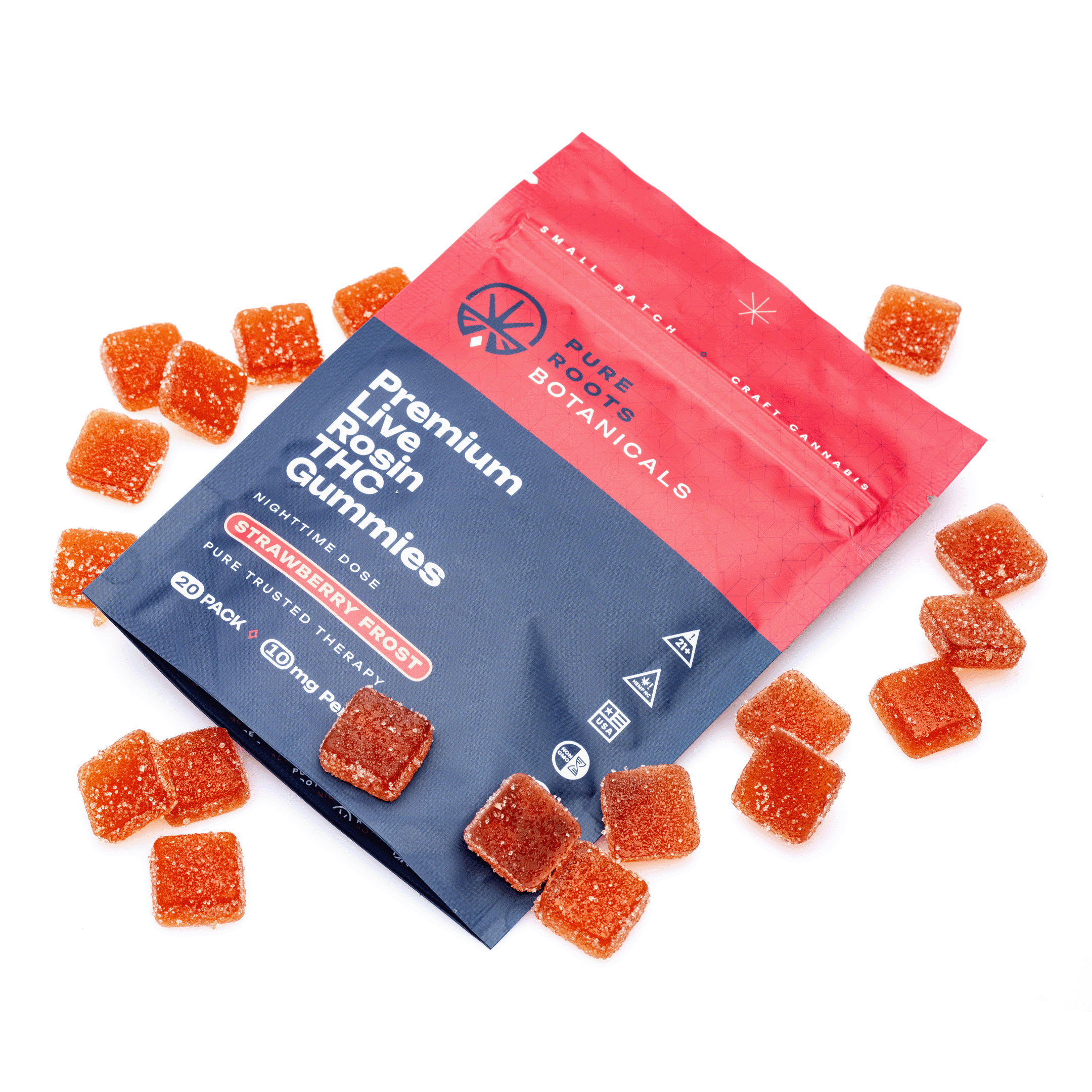Pure Roots Botanicals THC Live Rosin Gummies - Strawberry Frost (200 mg Total Delta 9 THC)