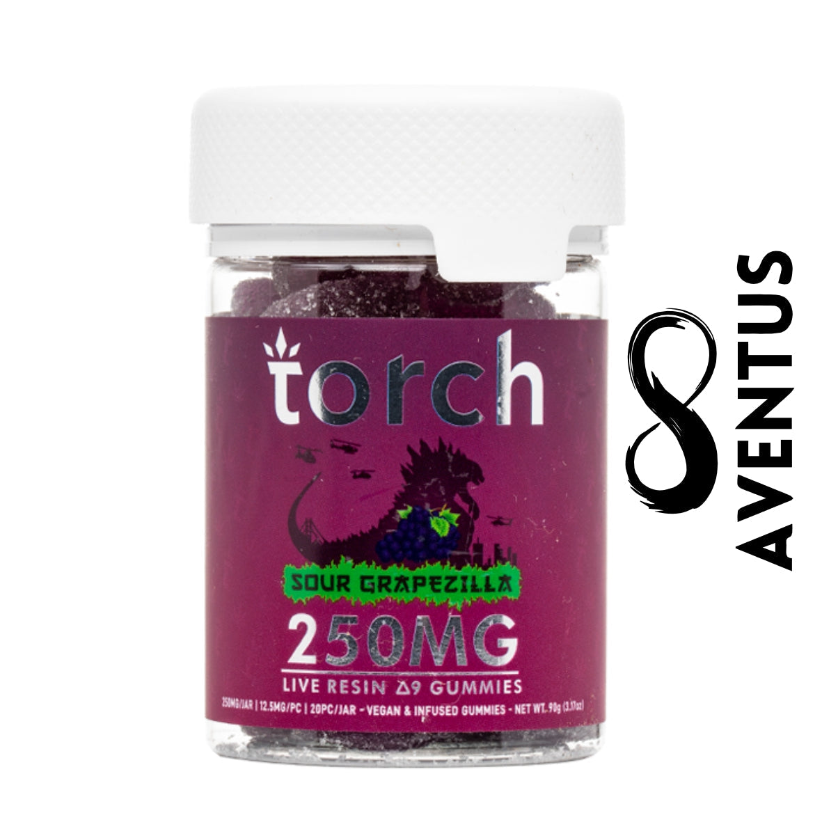 Torch Delta-9 Live Resin Gummies 250mg - Sour Grapezilla