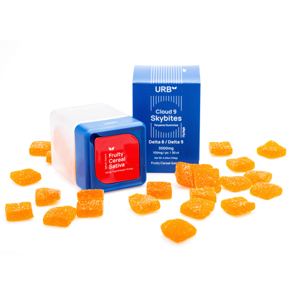 Urb Delta 8 THC and Delta 9 THC Cloud 9 Skybites - Fruity Cereal (90 mg Delta 8 THC + 10 mg Delta 9 THC Total)
