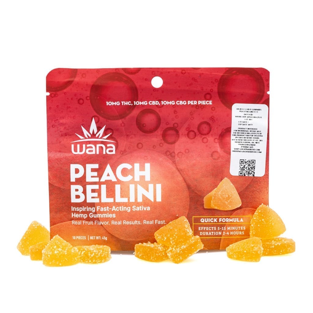Wana Quick Inspire Gummies - Peach Bellini (300 mg Total Cannabinoids)