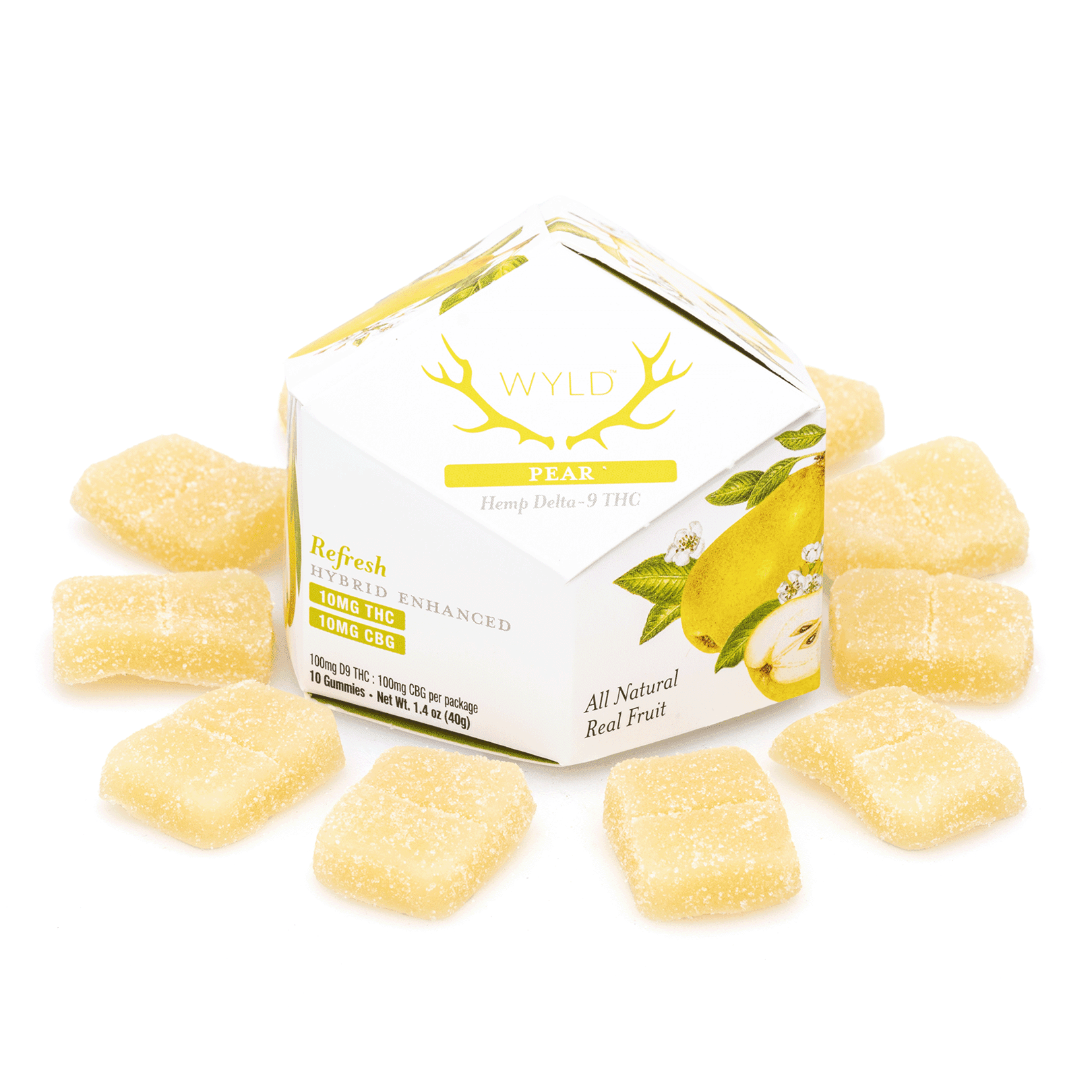 Wyld Delta 9 / CBG Refresh Gummies - Pear - 10 Count (100 mg Delta 9 THC + 100 mg CBG Total)