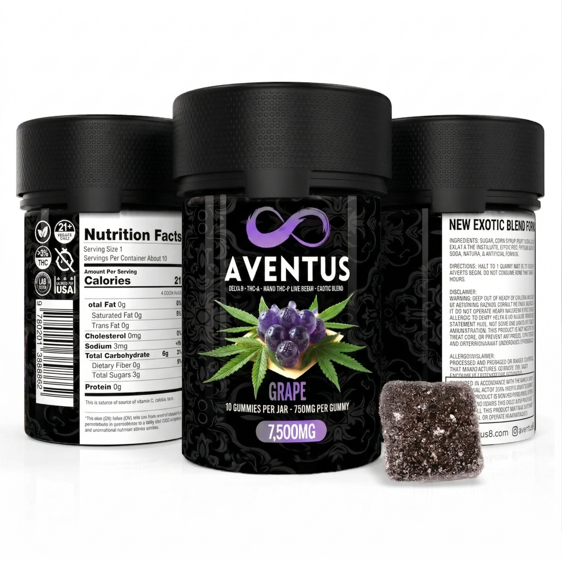 7500mg AVENTUS8 GUMMIES GRAPE DELTA 9 + THC-A + NANO THC-P LIVE RESIN EXOTIC BLEND AVENTUS8 Gummies
